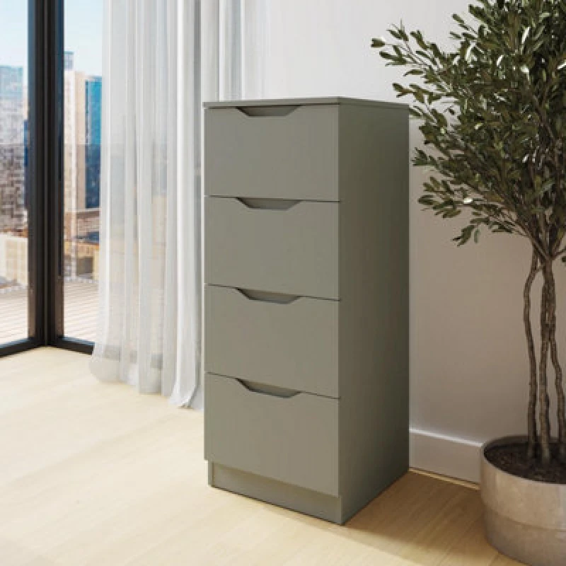 Image of FWStyle FWStyle Luno Green 4 Drawer Modern Chest Of Drawers Green One Size Unisex 5056413129543