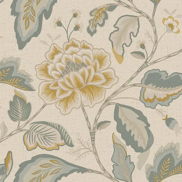 Image of Belgravia Decor Maya Floral Blue Textured Wallpaper