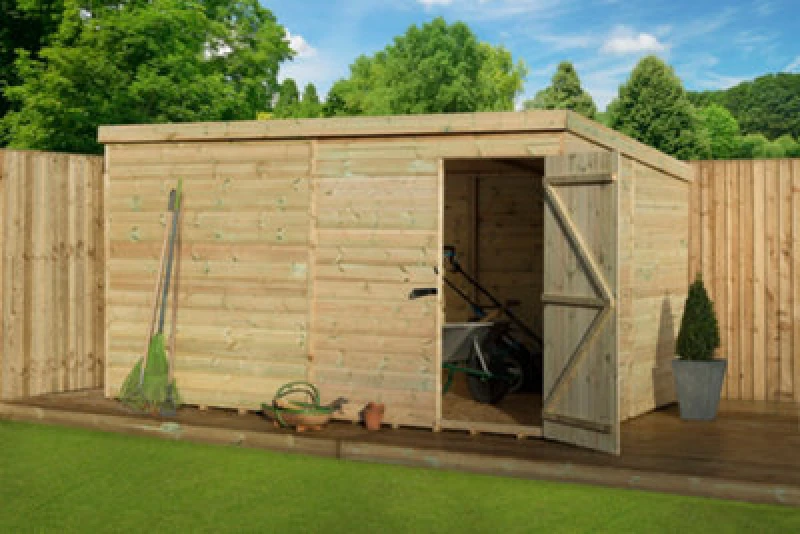 Image of Empire Sheds Empire 1000 Pent 10X7 Pressure Treated Tongue And Groove Wooden Garden Shed Door Right (10' X 7' / 10ft X 7ft) (10X7)
