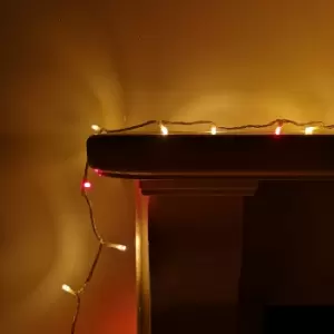 Image of 200 LED 16m Premier Christmas Outdoor Multi Function Timer Lights with Clear Cable in Red & Gold
