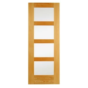 Image of Wickes Marlow Internal Clear Glazed 4 Panel Oak Veneer Door - 1981 x 762mm