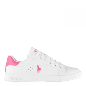 Image of Polo Ralph Lauren Bilton Lace Juniors Trainers - White/Fuschia