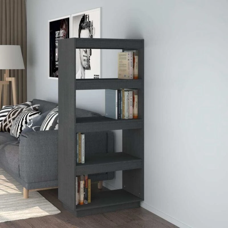 Image of VIDAXL Vidaxl - Book Cabinet/Room Divider Grey 60x35x135cm Solid Pinewood 8720286816028