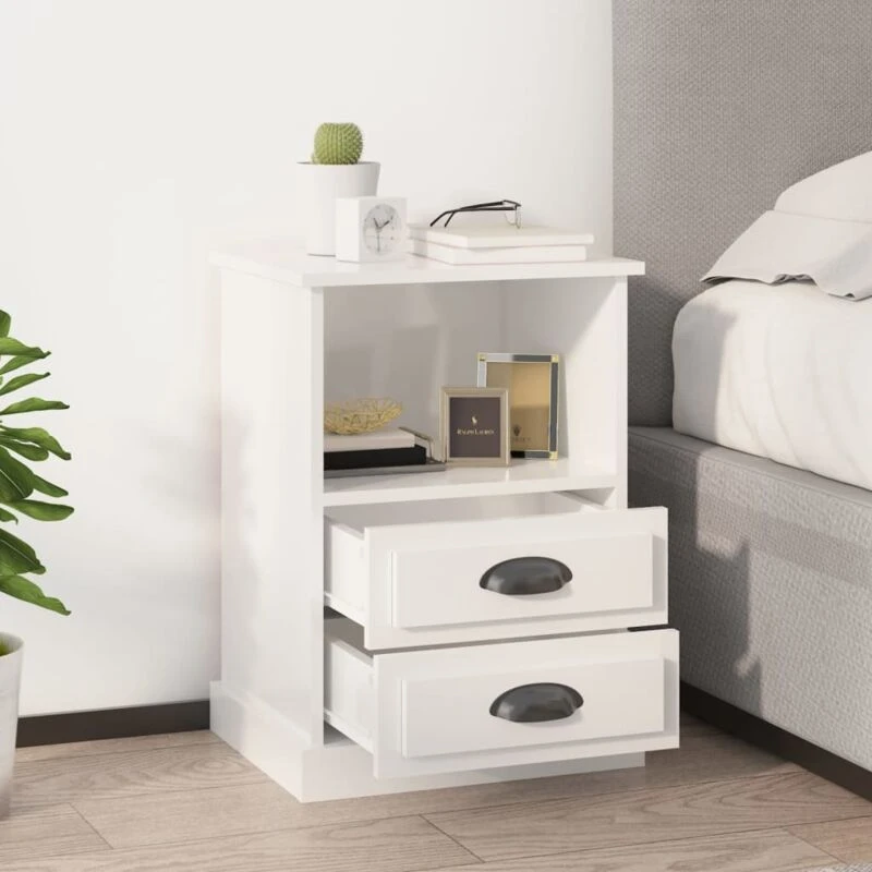 Image of VIDAXL Bedside Cabinets 2 pcs High Gloss White 43x36x60cm Vidaxl 816333