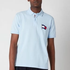 Image of Tommy Hilfiger Mens 1985 Wavy Flag Regular Fit Polo Shirt - Sweet Blue - M