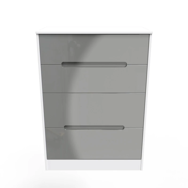 Image of Turin 4 Drawer Deep Chest In Grey Gloss & White (Ready Assembled)