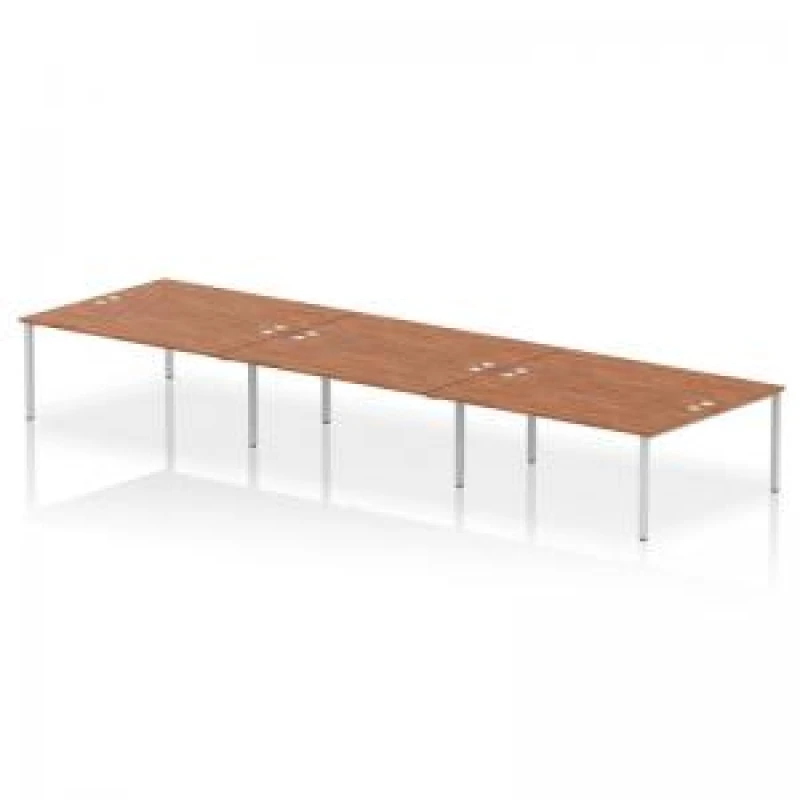 Image of Impulse Impulse Bench B2B 6 Person 1800 Silver Frame Office Bench Desk Walnut IMB6P18WNTS