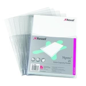 Image of Rexel Nyrex Extra Capacity Pocket A4 Clear Pack of 5 13680