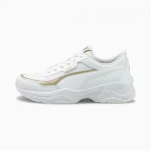 Image of PUMA Cilia Mode Lux Womens Trainers, White/Gold Size 4 Shoes