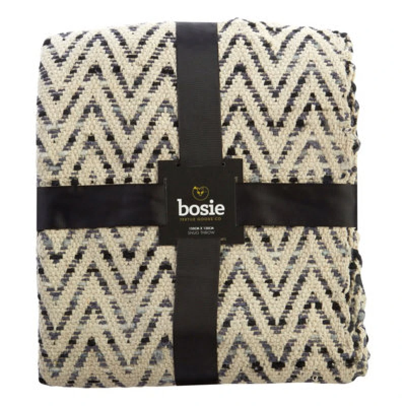 Image of Orsina Bosie Chevron Beige And Grey Woven Throw