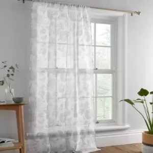 Image of Marinelli Floral Print Slot Top Voile Curtain Panel, Grey, 55 x 72" - Dreams&drapes