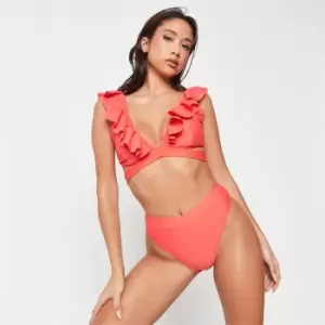Image of Missguided V Front High Leg Bikini Bottoms - Orange
