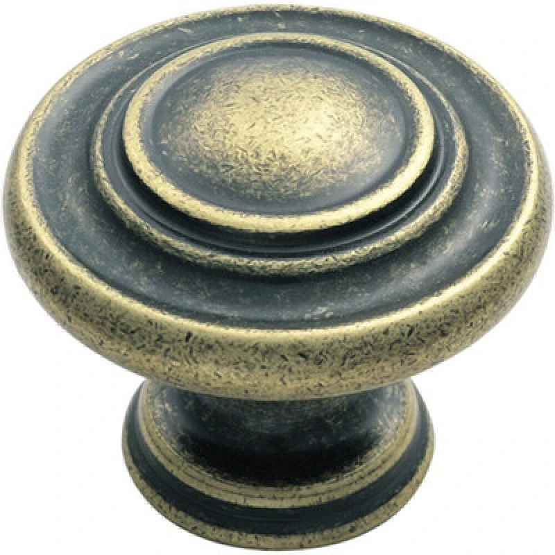 Image of Loops Round Ringed Pattern Door Knob 32mm Diameter Antique Brass Cabinet Handle Metallics unisex