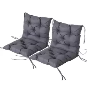 Image of Outsunny Set of 2 Garden Chair Seat and Back Cushions - Grey