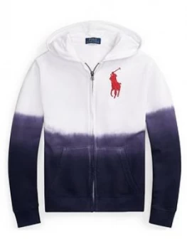 Image of Ralph Lauren Boys Ombre Big Pony Zip Through Hoodie - White, Size 18-20 Years, XL