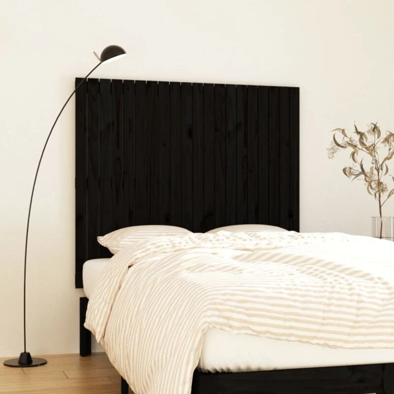 Image of Vidaxl Wall Headboard Black 127.5X3X110 Cm Solid Wood Pine, Black 824942