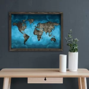 Image of Map057 Multicolor Decorative Framed MDF Painting