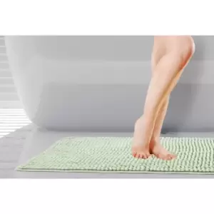 Image of Emma Barclay Noodle Bath Mat Sage Green 40x60cm Non-Slip Chenille Mat - Green