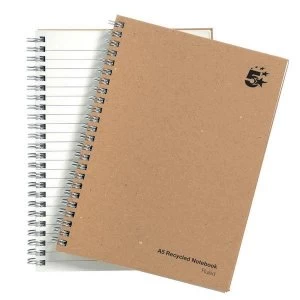 Image of 5 Star Notebook Wirebound Hard Cover Recycled 80gsm A5 Manilla Pack 5