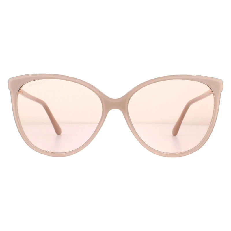 Image of Jimmy Choo Cat Eye Nude Glitter Gold Mirror Sunglasses Pink female