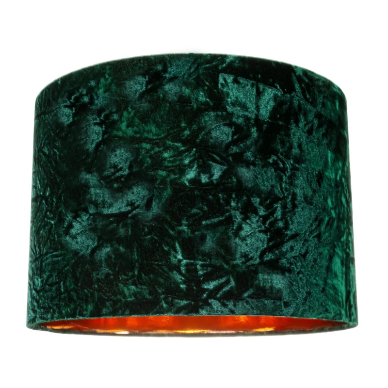 Image of Happy Homewares Modern Crushed Velvet Lamp Shade with Shiny Paper Inner in Dark Green Size: 14" Dark Green Unisex 14"