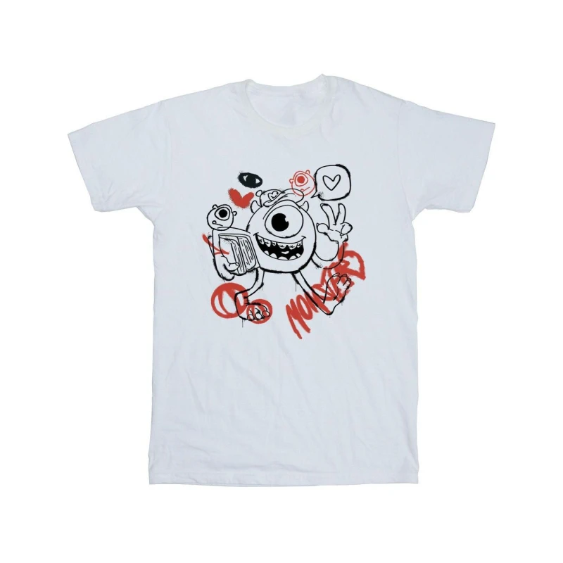Image of Disney Men Mike Cotton T-Shirt in White Size: Small White S Male 5063376473590