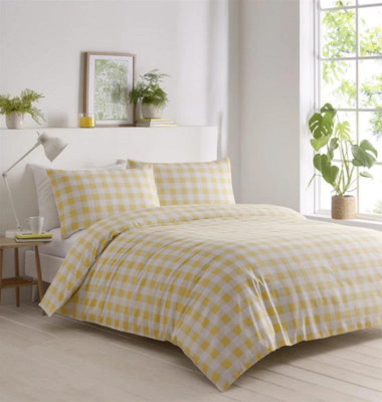 Image of Portfolio Home Gingham Yellow Duvet Cover Set, Size King
