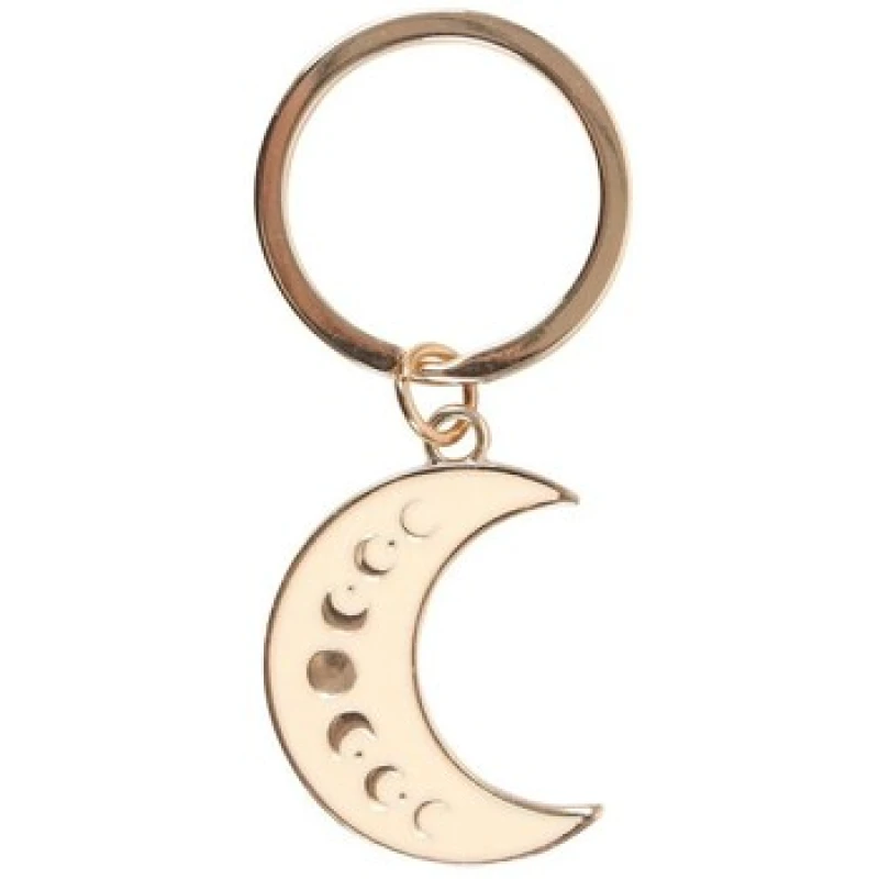Image of Something Different Something Different Moon Phases Enamel Keyring in Gold Gold One Size Unisex 5063425480333