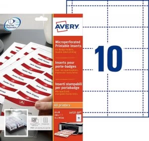 Image of Avery Microperforated Printable Inserts 54x90mm PK200