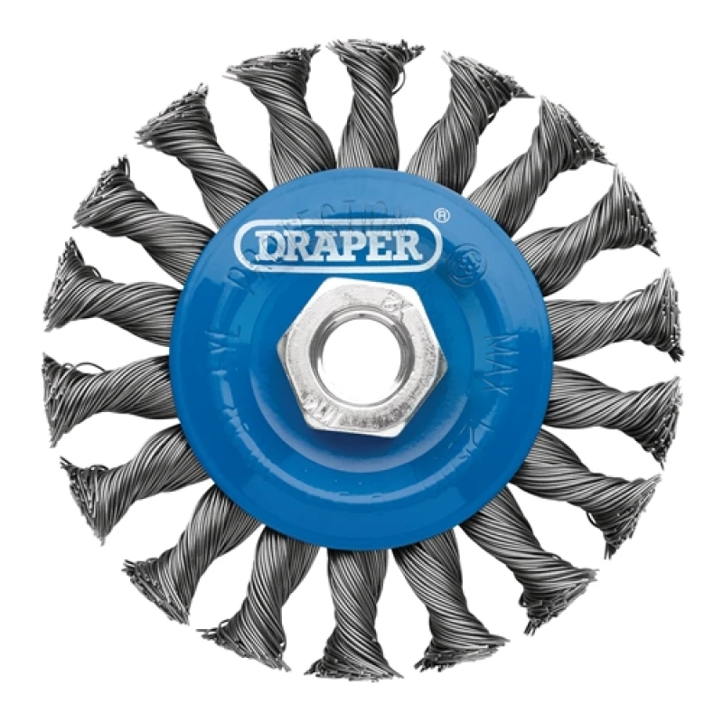 Image of Draper Steel Twist-Knot Flat Wire Wheel Brush, 100mm, M14 8055