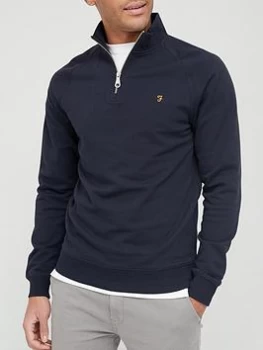 Image of Farah Jim 1/4 Zip Sweatshirt - Navy Marl , Navy Marl Size XL Men