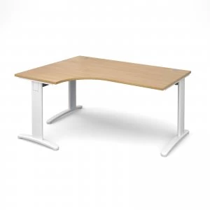 Image of TR10 Deluxe Left Hand Ergonomic Desk 1600mm - White Frame Oak Top