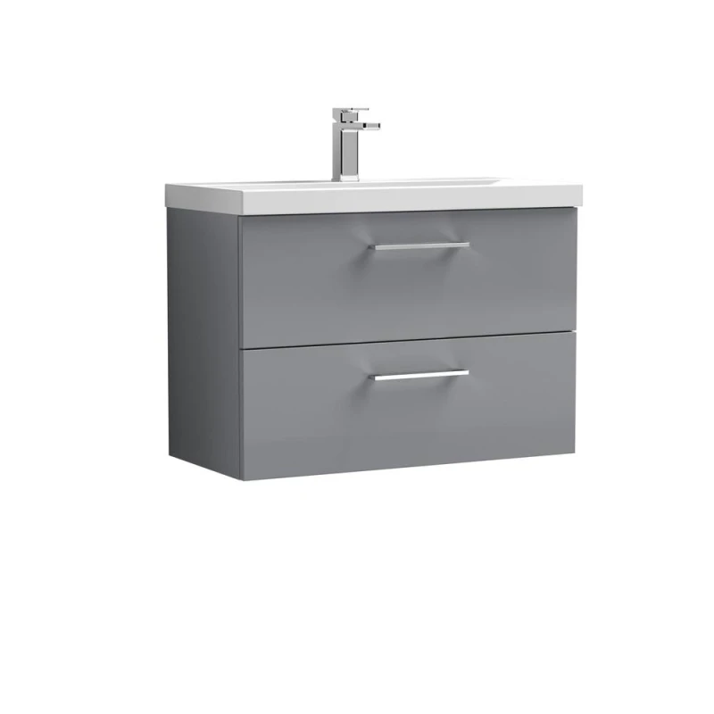 Image of Balterley Bathroom 2 Soft Close Drawer, Wall Hung Vanity Unit, Satin Grey, 800mm in Grey Grey Unisex