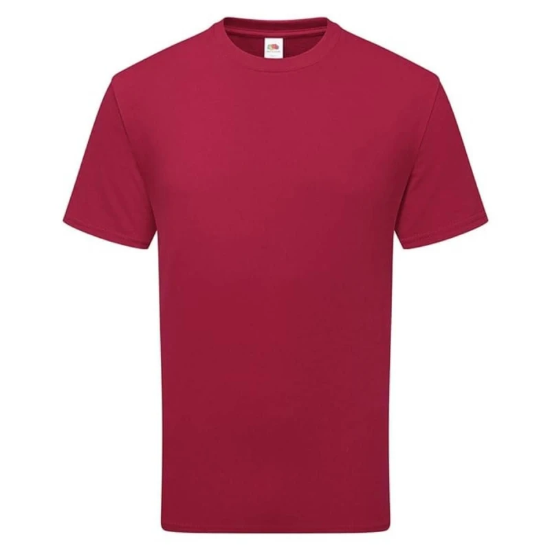 Image of Fruit Of The Loom Fruit of the Loom Men Cotton T-Shirt in Dark Pink Size: Small Dark Pink S Male 5063693927820