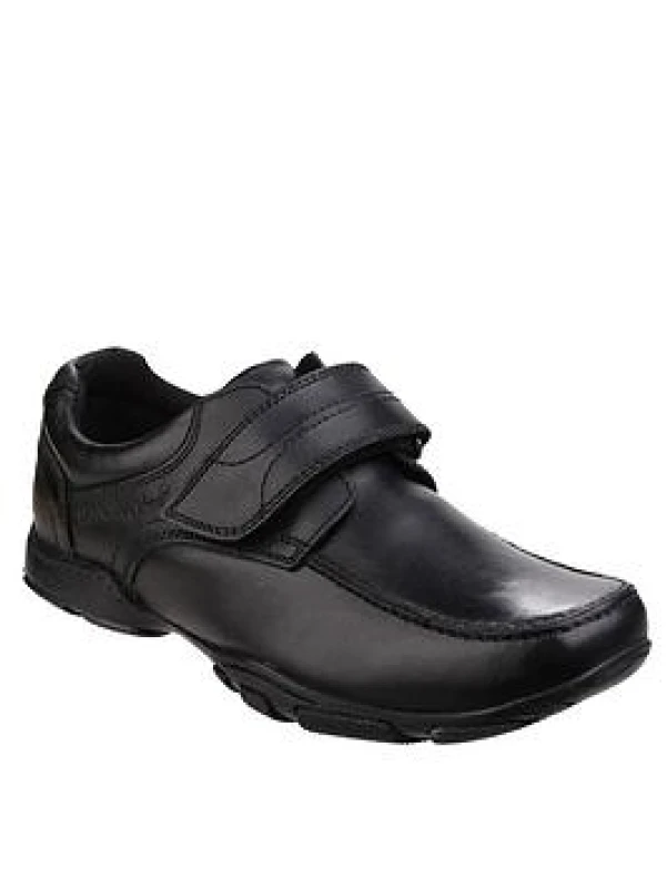 Image of Hush Puppies Boys Freddy 2 Leather Durable Back to School Smart Shoes UK Size 11.5 BLACK HUS093-BLACK-11.5