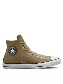 Image of Converse Chuck Taylor All Star Leather Hi, Beige, Size 12, Men