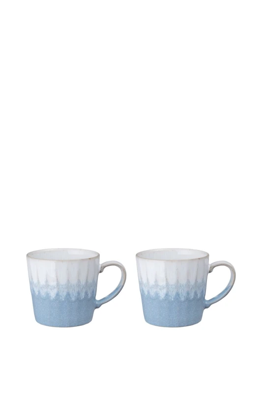 Image of Denby Reactive Set of 2 Mugs in Blue Blue Unisex