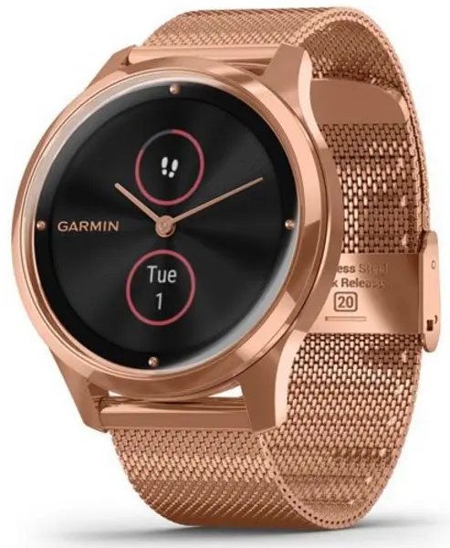 Image of Garmin Watch Vivomove Luxe Rose Gold PVD Milanese Bracelet GMN-232