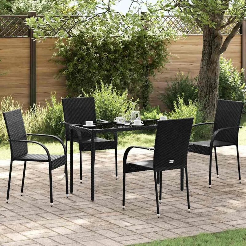 Image of VIDAXL Stackable Outdoor Chairs 4 pcs Poly Rattan Black Vidaxl 8720286055052
