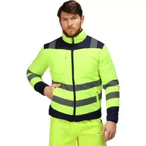 Image of Regatta Mens Baffled Hi-Vis Thermal Top (S) (Yellow/Navy) - Yellow/Navy