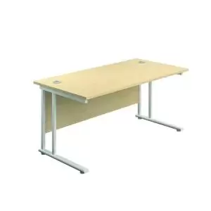 Image of Jemini Rectangular Cantilever Desk 1600x600x730mm MapleWhite KF806547
