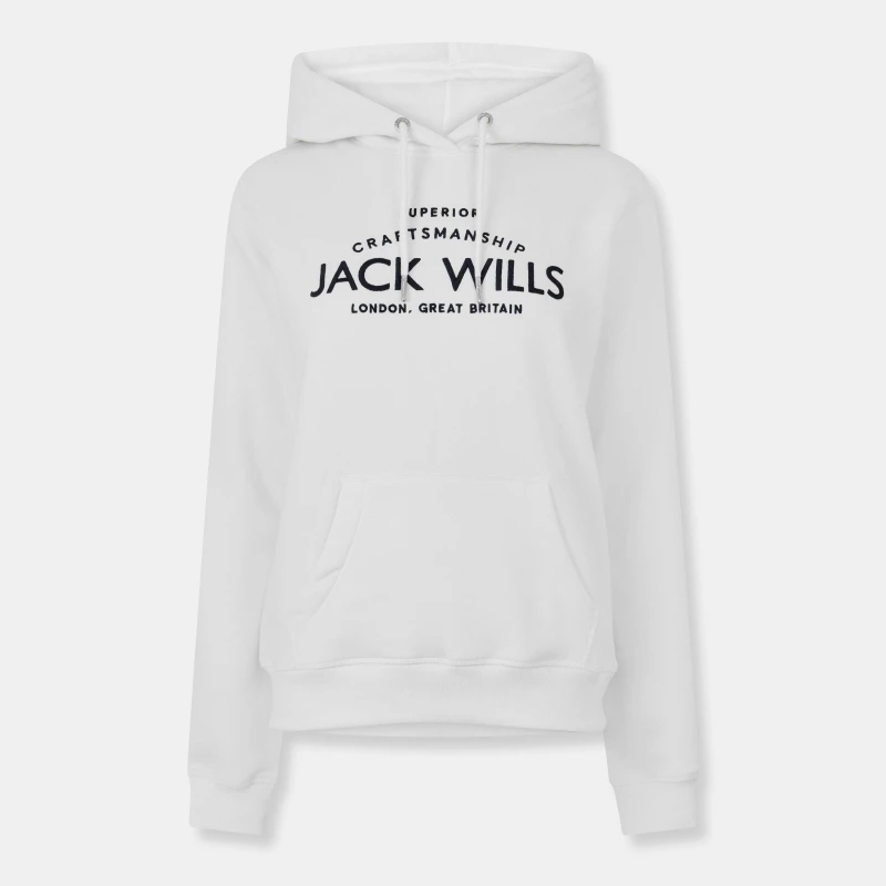 Image of Jack Wills Hunston Graphic Logo Hoodie Vintage White female 4 (3XS)