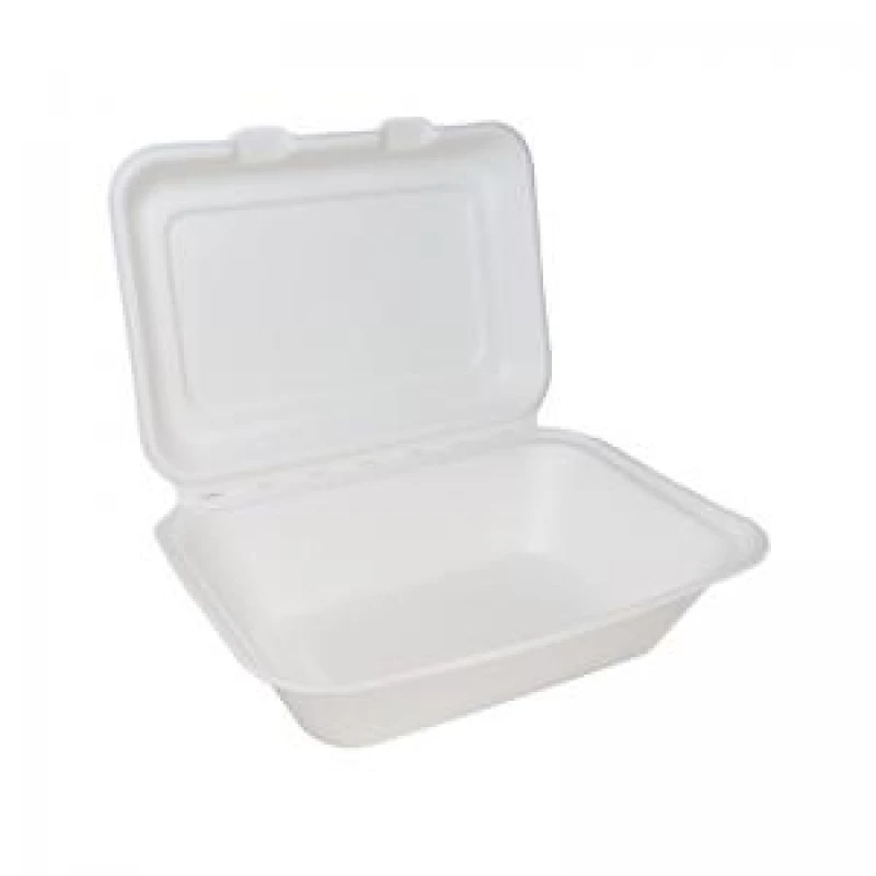 Image of Edenware Bagasse Clamshell Meal Box Regular 7x5" White (500 Pack) D06002