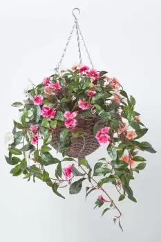 Image of White, Orange and Pink Impatiens Hanging Basket, 85 cm