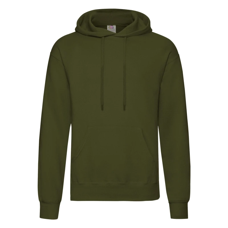 Image of Fruit of the Loom Mens Classic Hooded Sweatshirt in Olive Size: Small Olive Male S