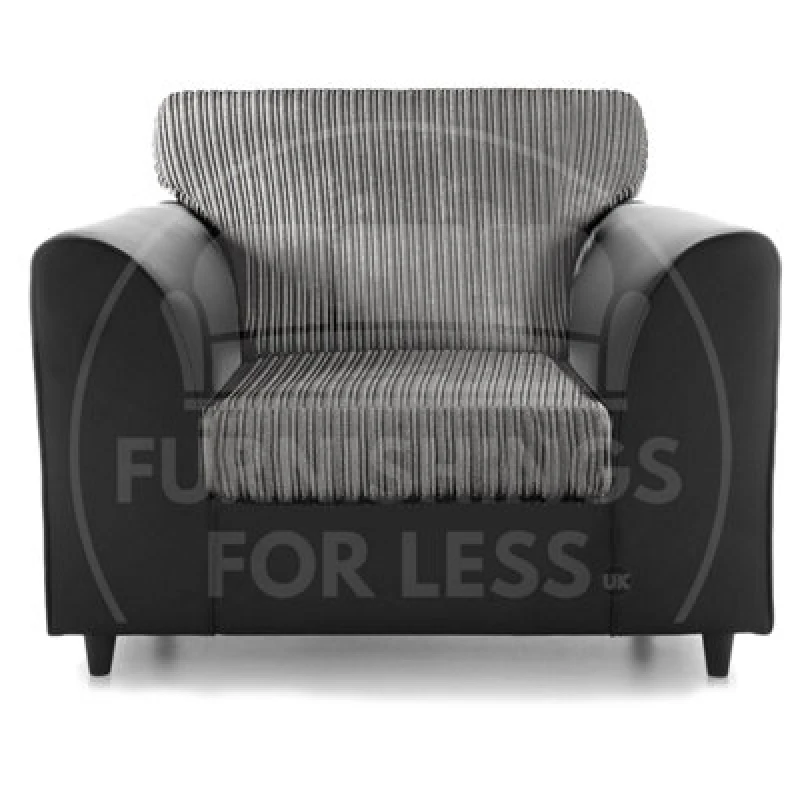 Image of Furnishings For Less UK Luxor Jumbo Cord Black And Grey Fabric Armchair