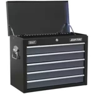 Image of 600 x 305 x 470mm BLACK 5 Drawer Topchest Tool Chest Lockable Storage Cabinet