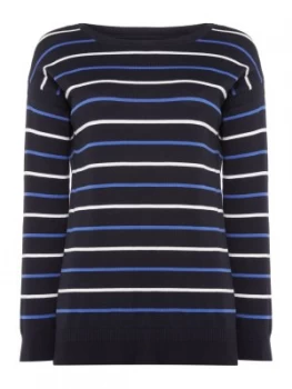 Image of Barbour Marloes Long Sleeve Crew Neck Striped Jumper Blue
