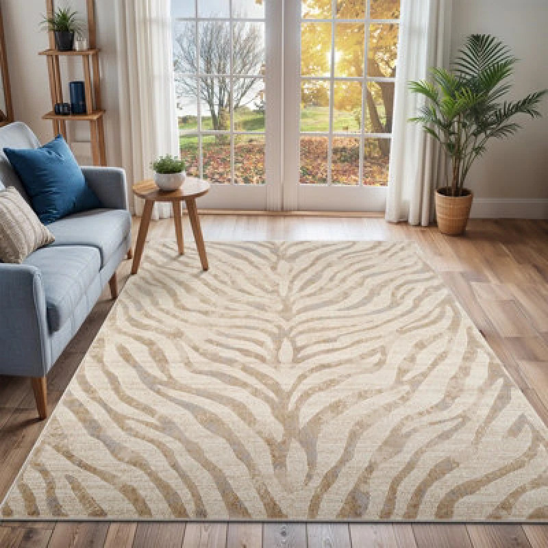 Image of Livabliss Scandi Boho Zebra Light Grey Cybele Area Rug 140 X 200 Cm - Easy Care, Non Shedding, Ideal For Living Room & Bedroom
