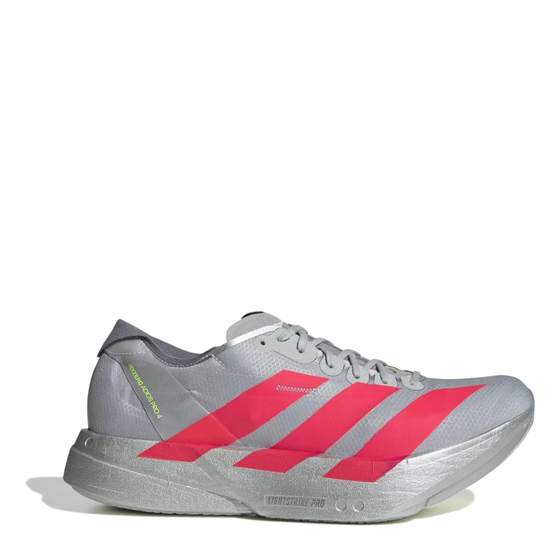 Image of adidas Adizero Adios Pro 4 Road Running Shoes Mens Silver/Red/Grey male 7 (40.7)